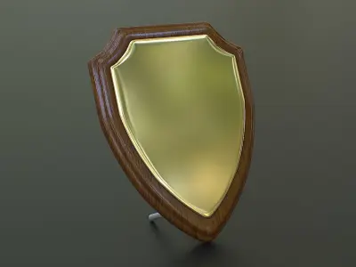 Polished Wood Plaque Shield Low-poly 3D model