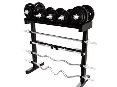 Fitness Equipment Storage Rack Low-poly 3D model