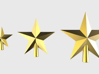 Christmas Tree Decoration Stars Collection 3D model