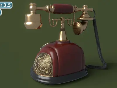 Retro Phone  Low-poly 3D model