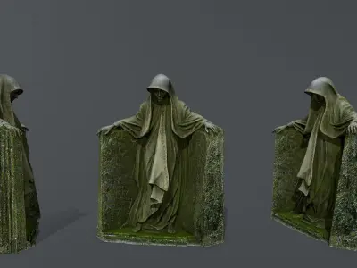 Dark statue Low-poly 3D model