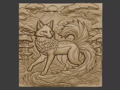 wolf art relief 3D print model