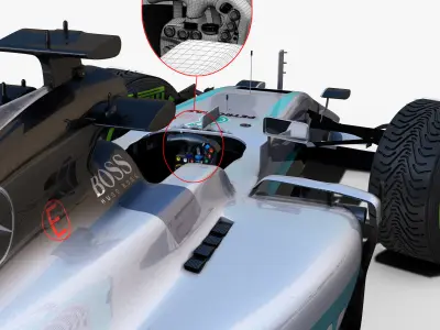 Mercedes W07 car Low-poly 3D model