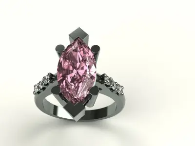 Marquise Engagement Ring Diamond Ladies Bridal Jewelry 3D print model