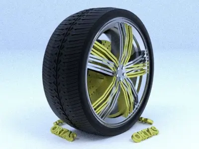 ORTAS CAR RIM 5 AND 6 GAME READY RIM TIRE AND DISC 3D Model Pack