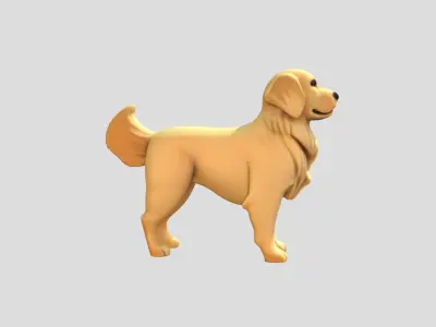 Golden retriever Low-poly 3D model
