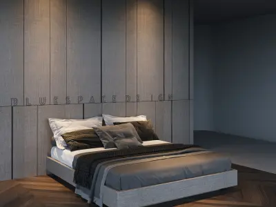 Bed 01 MDF Laminate wood Low-poly 3D model