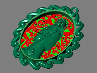  santa muerte holy death small size pendant 3D STL 3DM skull 3D print model