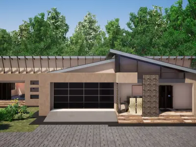 Three Bedroom Middle class Mansion 3D model