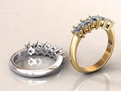 Riviera Ring Five Stones 3D print model