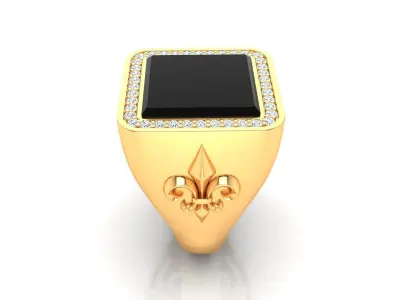 Ring M149 Mens luxury ring with enamel and gems 3D print model
