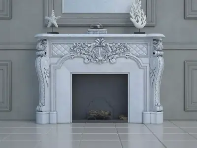 Classic Marble Fireplace 3D model