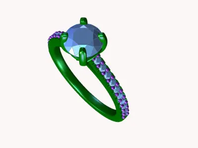 cr-010 person diamond engagement ring gold 3D print model