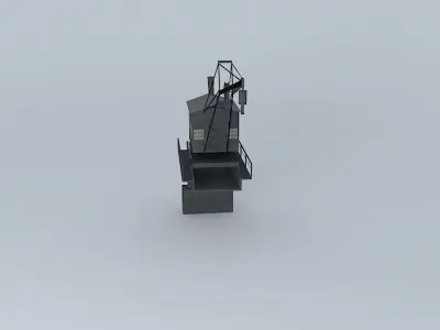 Steam-Powered Riverboat Harbor Crane Low-poly 3D model