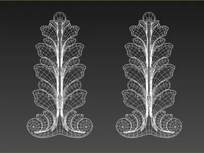 3D Carved decor vertical 3D model
