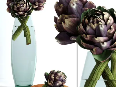 Burgundy Artichokes Set 3D model