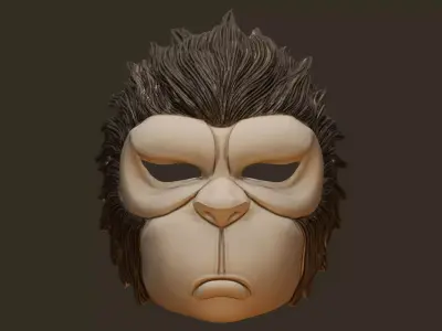 Wearable Cute Simian Ver 2 Monkey Mask 3D print model
