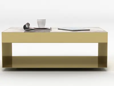 Gold and Marble Rectangular Table 3D model