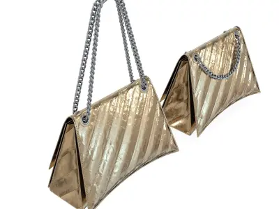 Balenciaga Crush Medium Chain Bag Quilted Gold Low-poly 3D model