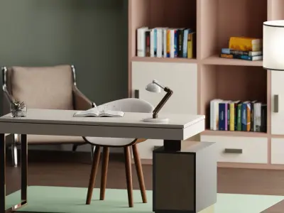 Home library room 3D model