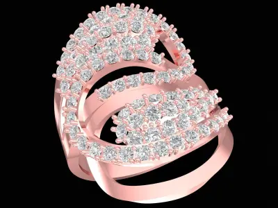 Luxury Wave Diamond Ring for Women  3200 3D print model