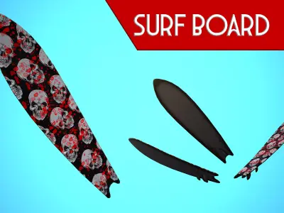 SURF BOARD 15 CARTOON STYLIZED Low-poly 3D model