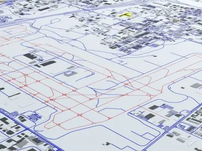 Toronto Pearson YYZ Airport Roads Buildings and Public Transport 3D model