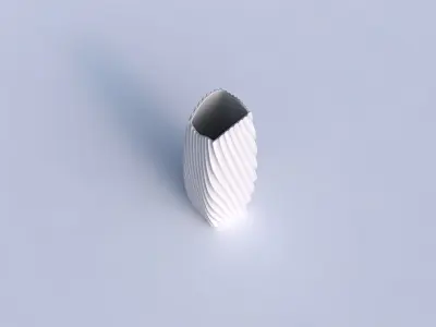Vase arc rectangle with extruded vertical lines 2 3D print model