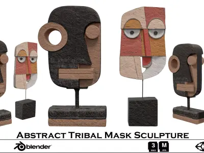  Abstract Tribal Mask Sculpture Collection 3D model