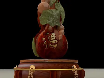 Chinese  gourd with display stand   3D model