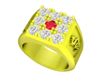 Luxury Square Pave Diamond Ring for Men 5159 3D print model