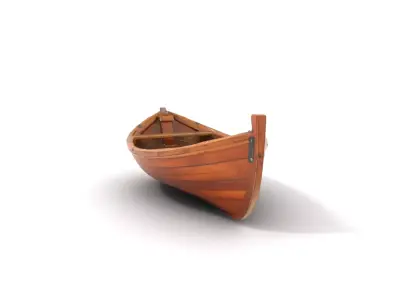 Wooden Rowboat Model Pack with Detailed Textures Low-poly 3D model
