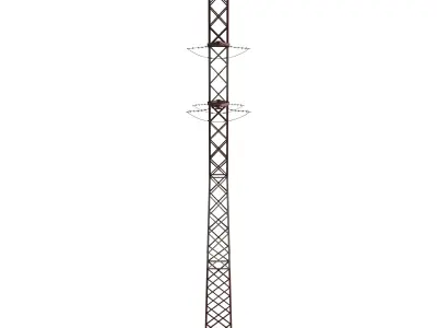 Electricity Pole 16 Weathered Low-poly 3D model