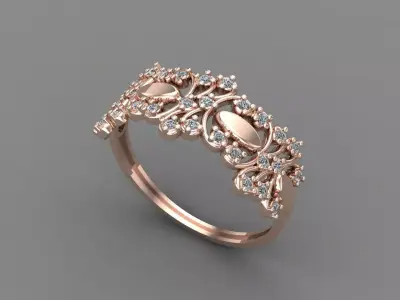 Womens Diamond Signet Ring Women Rings 3dmodels 3D print model 3D print model 60
