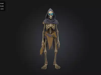 Undead Skeleton Warrior with Glowing Eyes 3D model