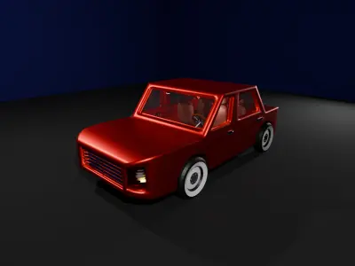 Stylized Retro Car 3D Model Low-poly 3D model