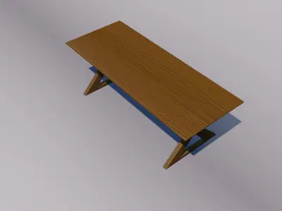 3d simple wooden table 3D model