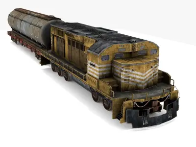 Train and Wagon Low-poly 3D model