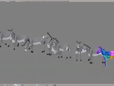 Donkey in low polygons Low-poly 3D model
