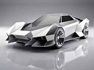 A futuristic car Low-poly 3D model