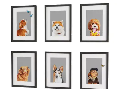 Paintings with dogs Free 3D model