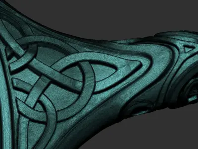 Viking hammer pendant with celtic ornament 3D print model