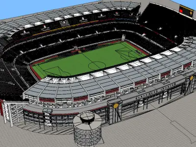 Fictional old stadium 3 - Football club arena 3D model