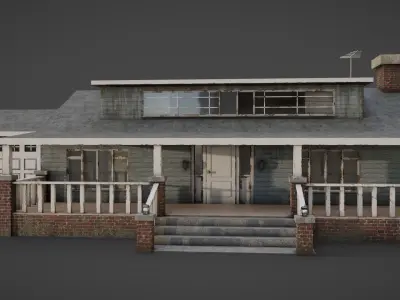 house with porch Low-poly 3D model