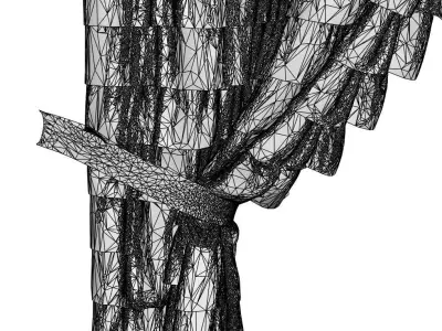 White classic curtains 3D model