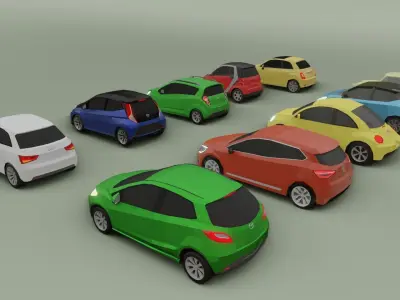 low-poly mini cars pack - 10 cars Low-poly 3D model
