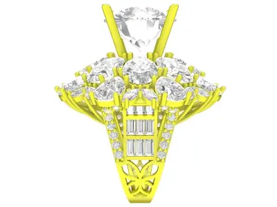 A7190 Luxury Diamond Flower Engagement Ring For Women 3D Model 3D print model