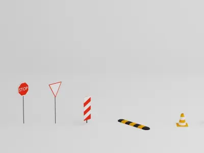 Low Poly Road Assets Low-poly 3D model