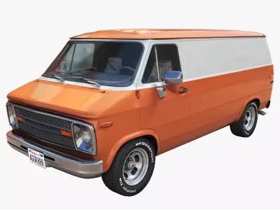 Custom american van Low-poly 3D model