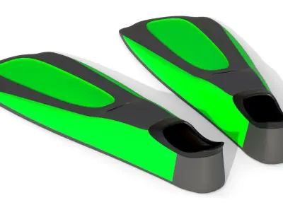 Dive Flippers Green Low-poly 3D model